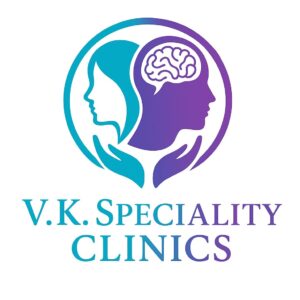 VK Speciality Clinics logo for psychiatry and dermatology clinic in Tiruvallur